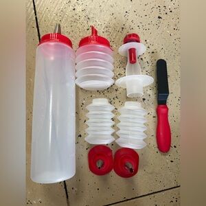 Red and White Squeeze Bottle Icing Set